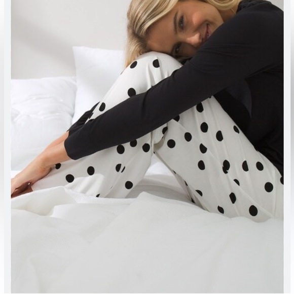 Soma Cool Nights Pajama PANTS ONLY polka dot white black size medium comfy - Picture 2 of 14